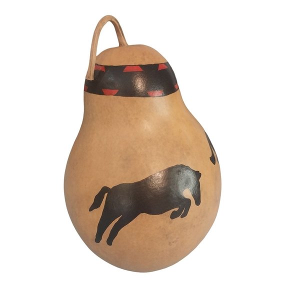 Galloping Horses Gourd Art Hand Painted - Picture 4 of 7